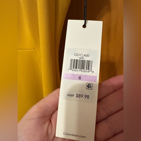 NWT Calvin Klein Pencil Dress in Mustard Yellow - Picture 5 of 5